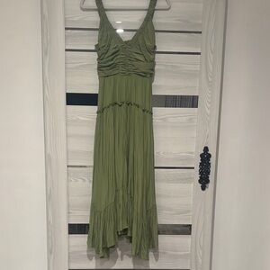 Ramy Brook Olive Green V-Neck High-Low Maxi Dress